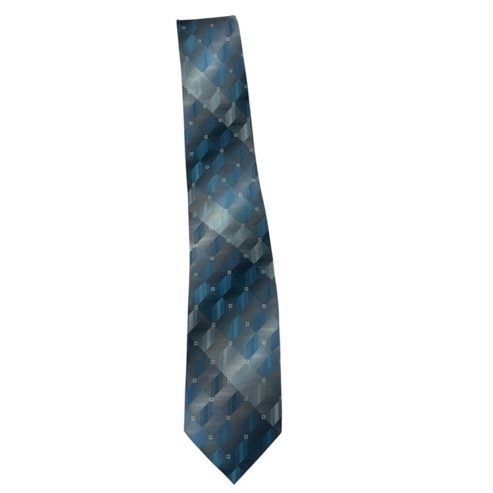 Vtg 80s Pierre Cardin Tie Geometric Diamond 100% Silk Business Formal Modern